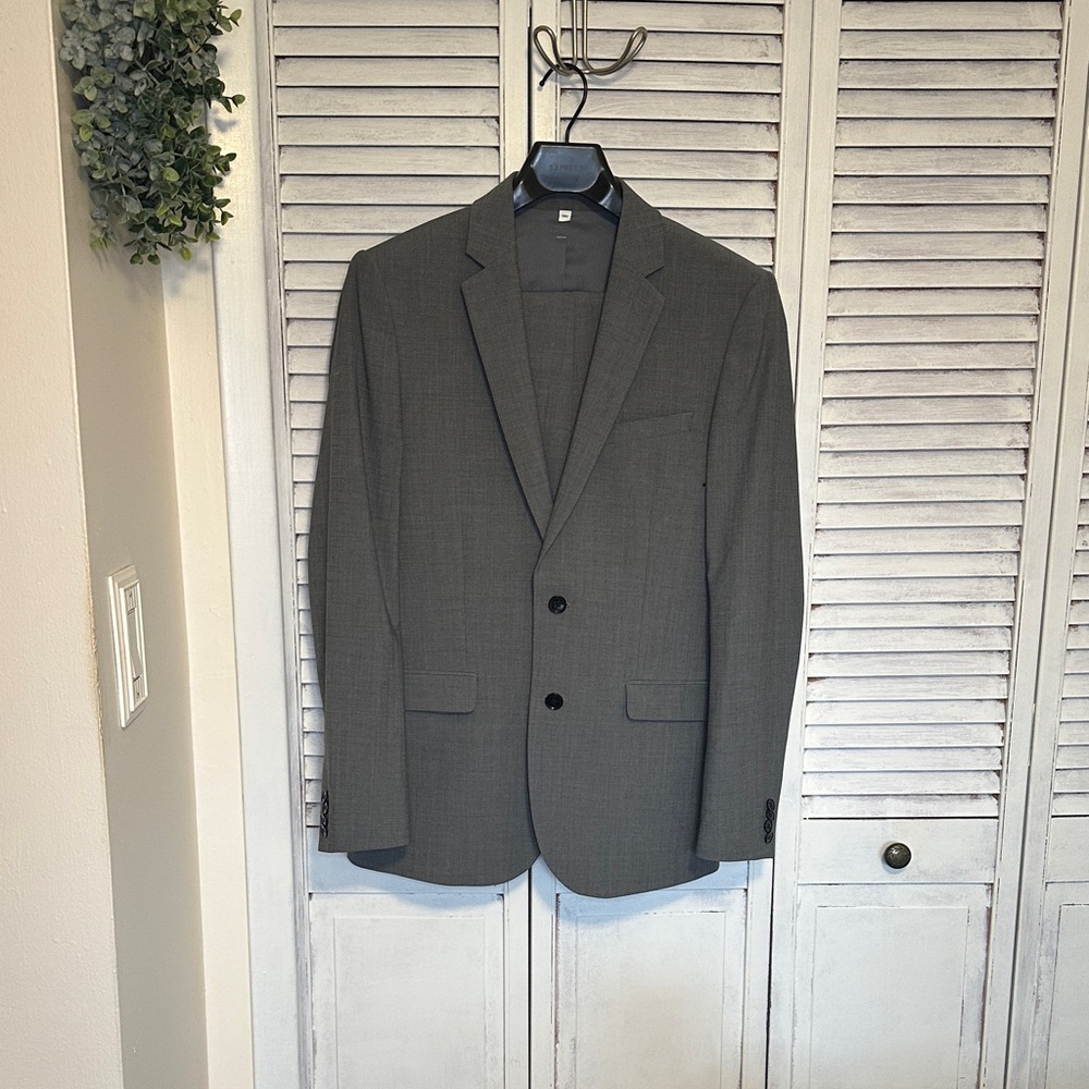 Express Men's Gray Two-Button Suit Blazer/pants set
